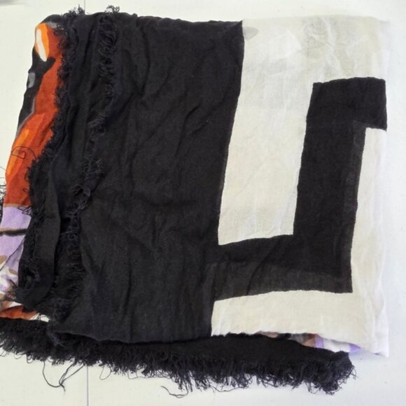 Tiger face print Raw hem cotton Scarf/ wrap - Picture 3 of 4